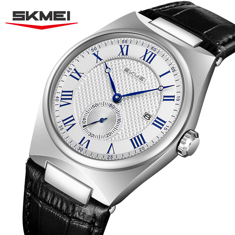 Leather Watch Band Men - SKMEI 9390 Elegante Orologio al Quarzo